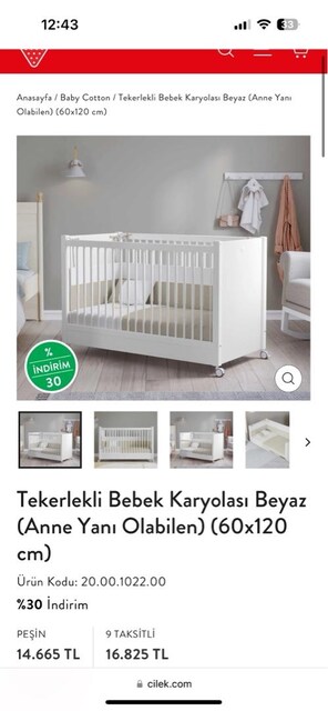 Çilek Odası Bebek Beşik Karyola Anne Yanı Olabilen