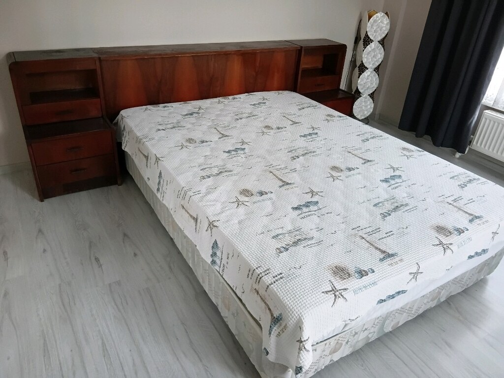 Çift kişilik yatak baza komodin başlık takım. - 4