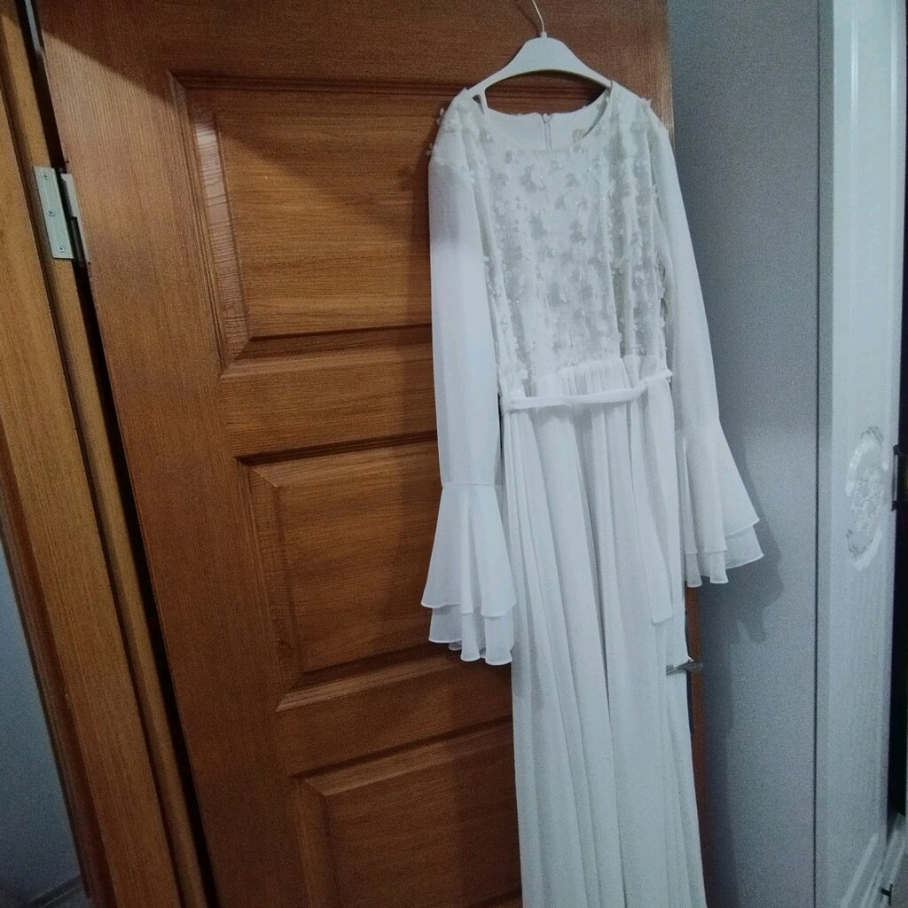 bir kez giyildi 3d çiçekli nikah elbisesi - 2