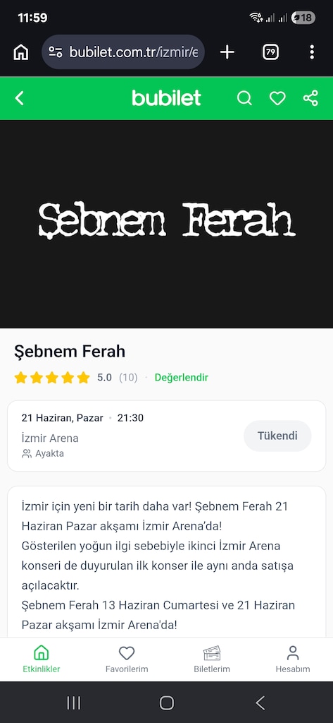 Şebnem ferah izmir konser bileti