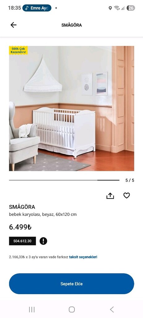 İkea bebek beşik karyola - 9