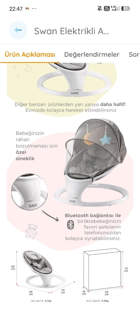 Kanz Swan Elektrikli Ana Kucağı - 11