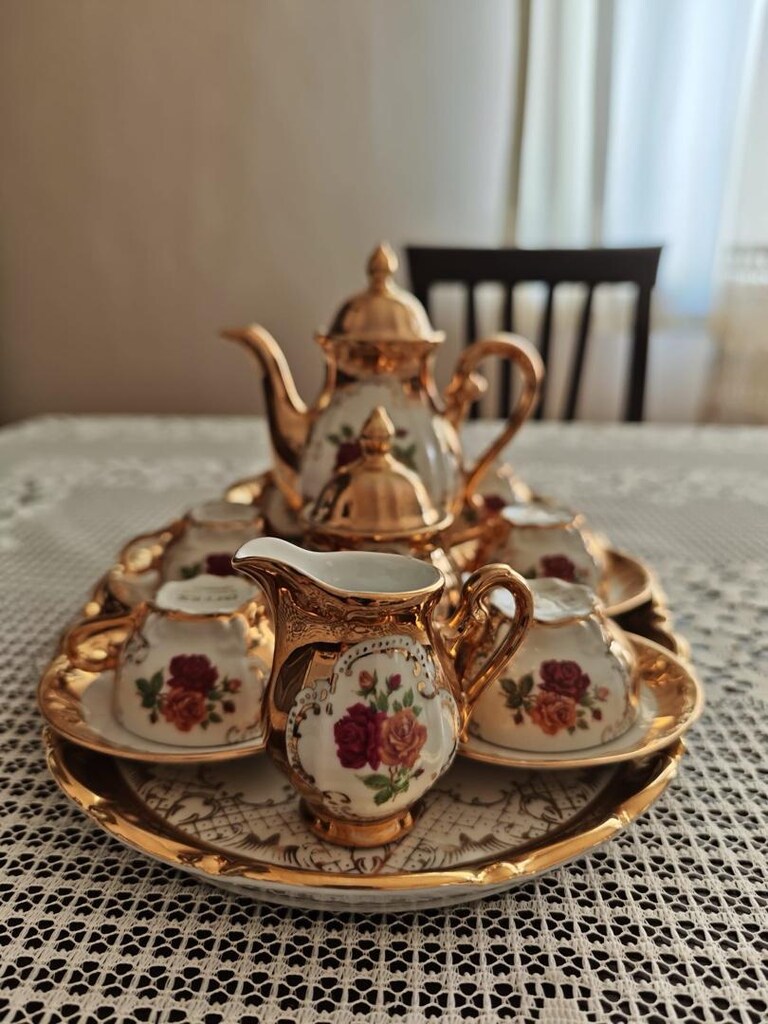 24 karat Orijinal Alman FİNCAN DEMLİK TEPSİ ANTİKA & NOSTALJİ - 5