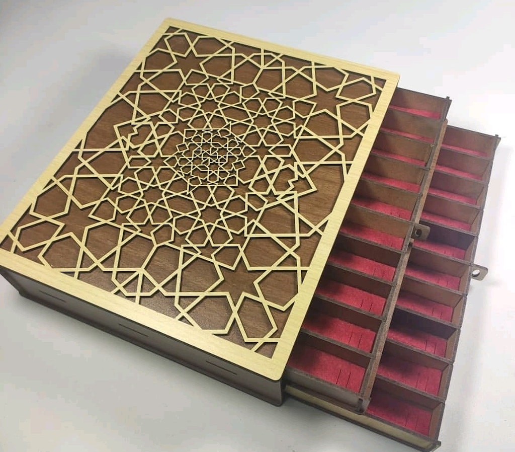 2 KATLI 20 BÖLMELİ TESBİH KUTUSU AHŞAP - 2
