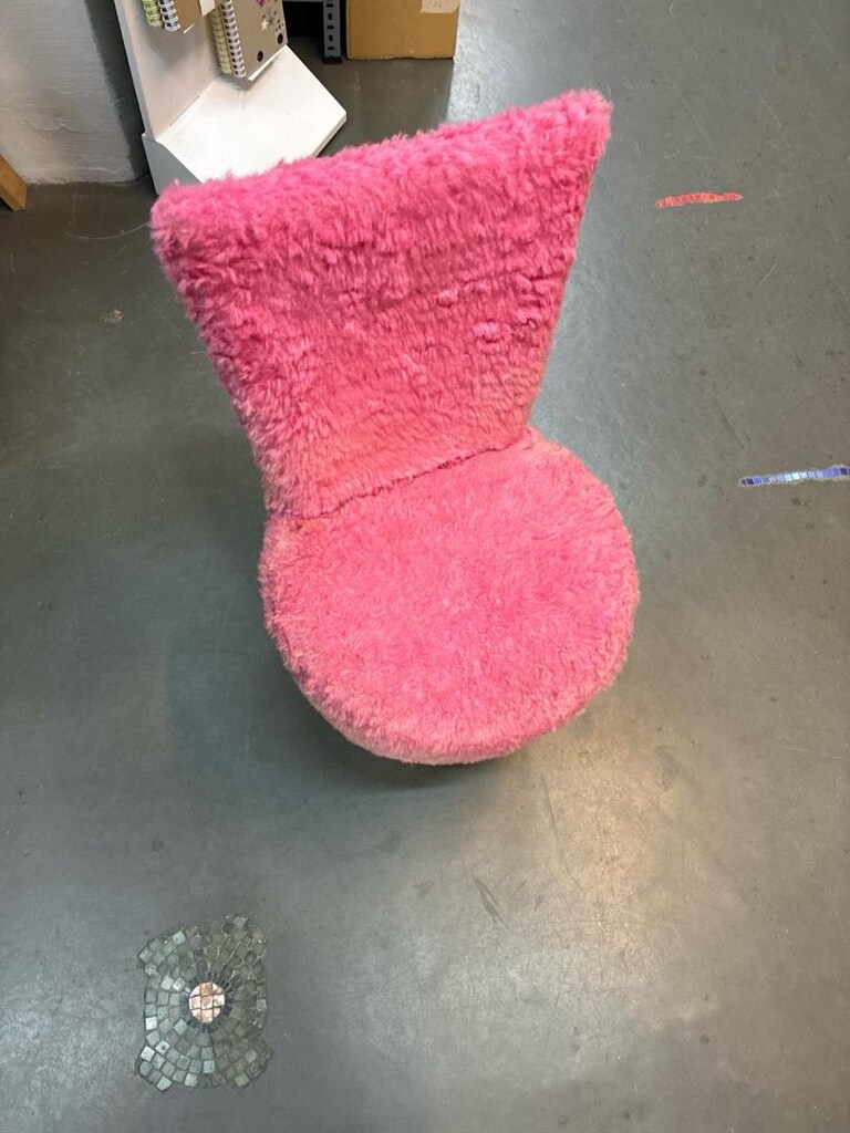 pembe tüylü peluş küçük puf sandalye dekor - 3