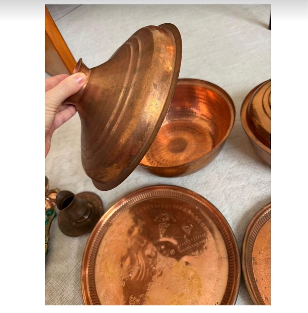 Vintage / Eski Bakır Tencere & Tepsi Seti – Tamamı Bakır - 2