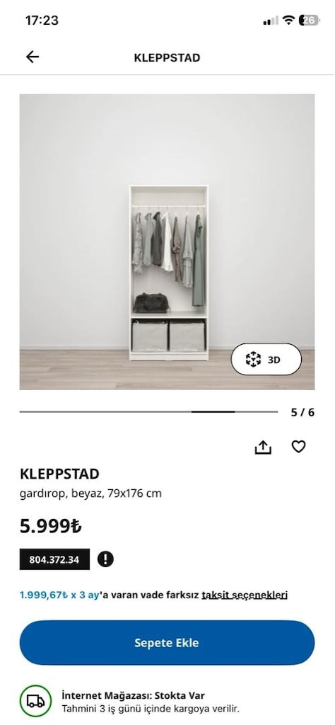 İkea 2 kapılı gardolap - 3