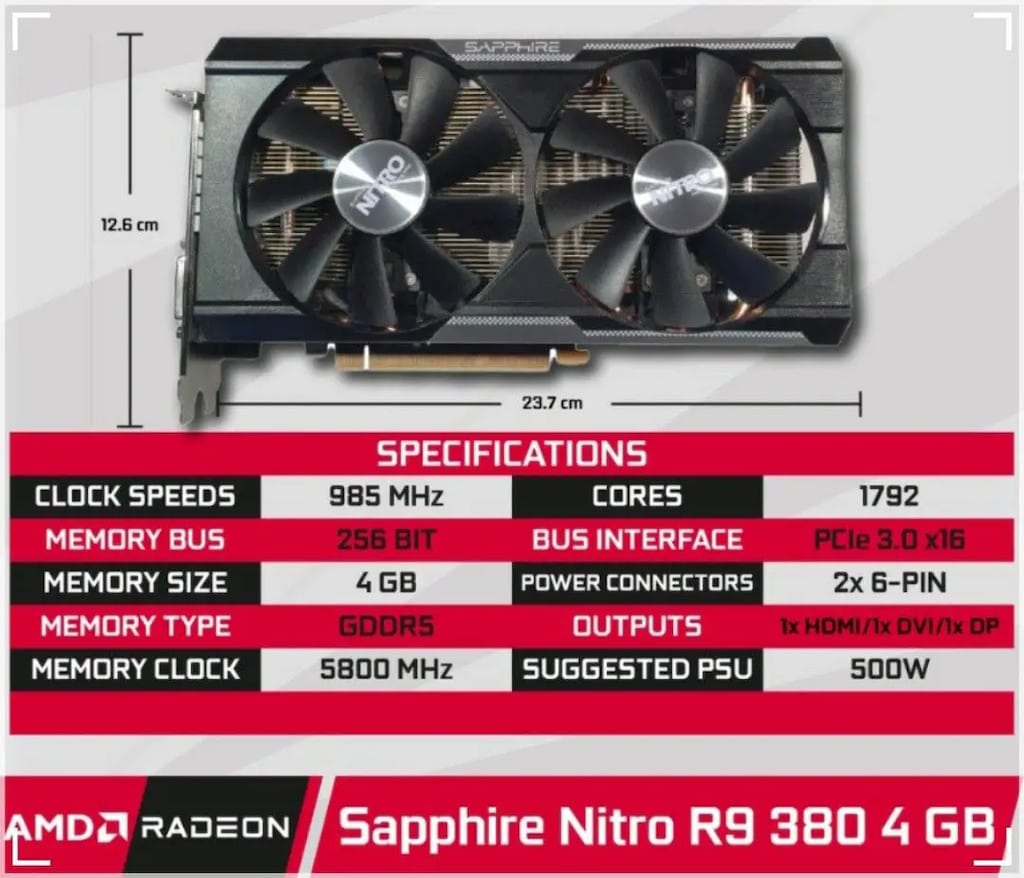 Sapphire Nitro R9 380 4GB DDR5 256Bit DX12 Dual-X OC Ekran Kartı ...