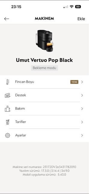Nespresso Vertuo Kahve Makinesi