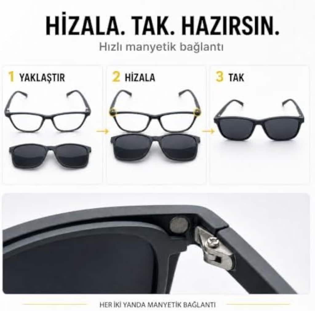 çoklu lensli mıknatıslı klipsli gözlük seti - 14