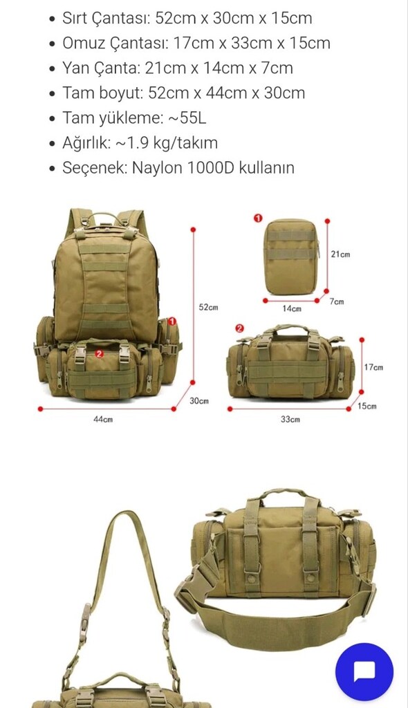 Taktik sırt çantası tactical Çanta - 7