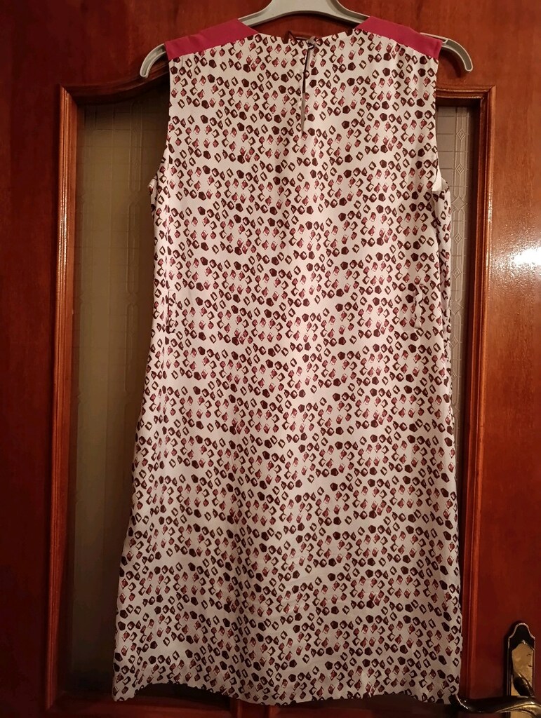 Pembe desenli pembe şerit detaylı elbise - 3