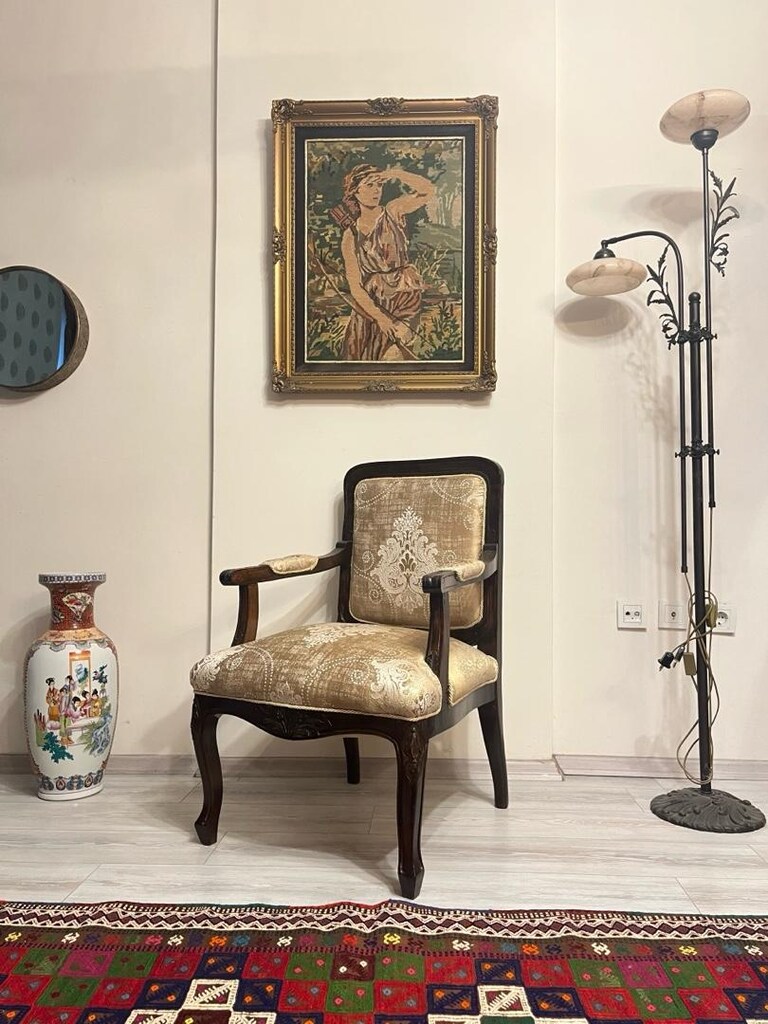 Antika Ceviz Çift Berjer - 6