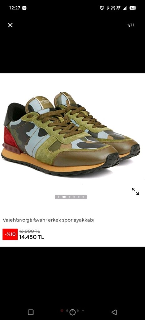 VALENTİNO GARAVANİ KAMUFLAJ BAYAN SPOR AYAKKABI 38 NUMARA