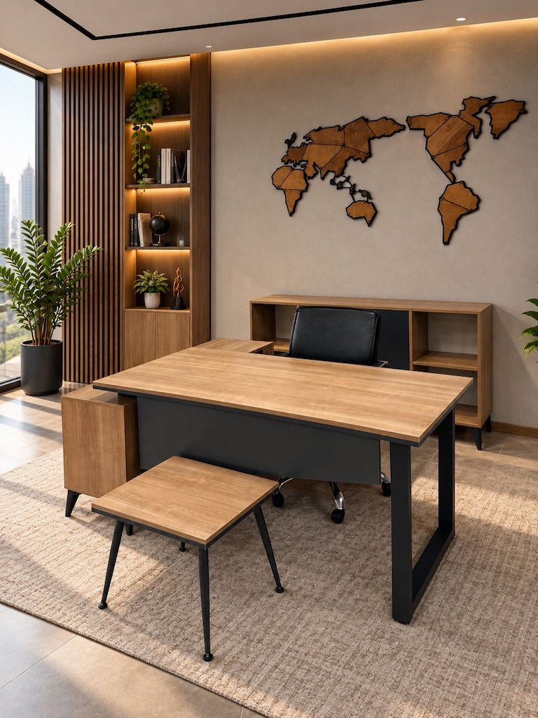 KLAS OFİS ÜSKÜDAR 160x70x140 MARBELLA KİRAZ MAKAM TAKIMI SIFIR - 4