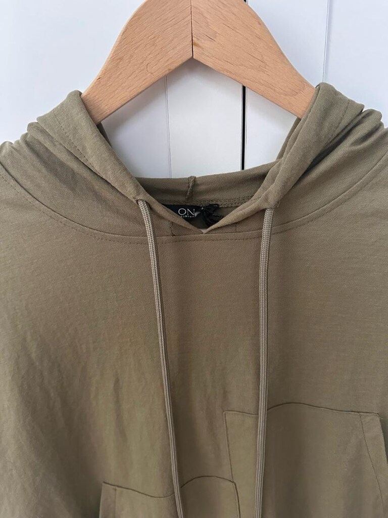 Kısa Kollu Yeşil Kapüşonlu Sweatshirt - 3