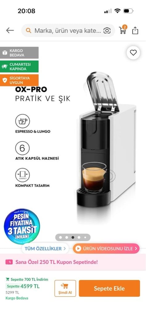 omnex beyaz kapsül kahve makinası - 3