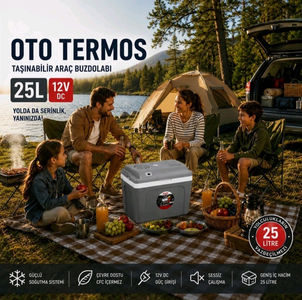25 Litre 12V Oto Buzdolabı Termos- Portatif, Elektrikli, Oto Şarj - 2