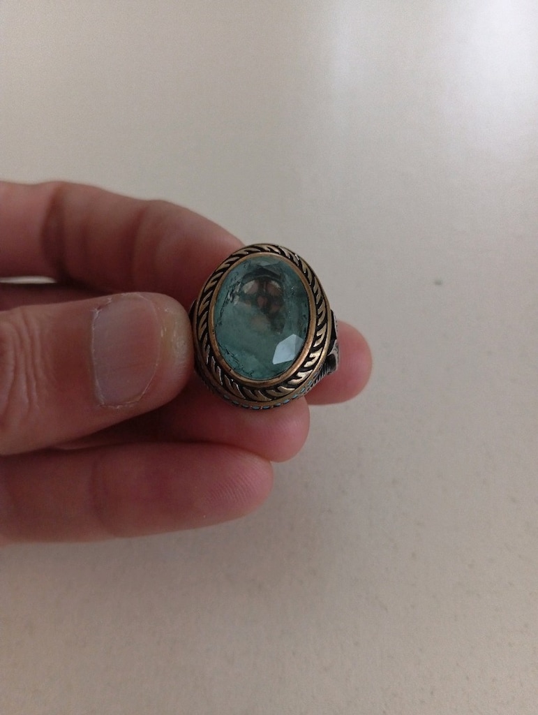 Paraiba taşlı 925 ayar gümüş yüzük - 3