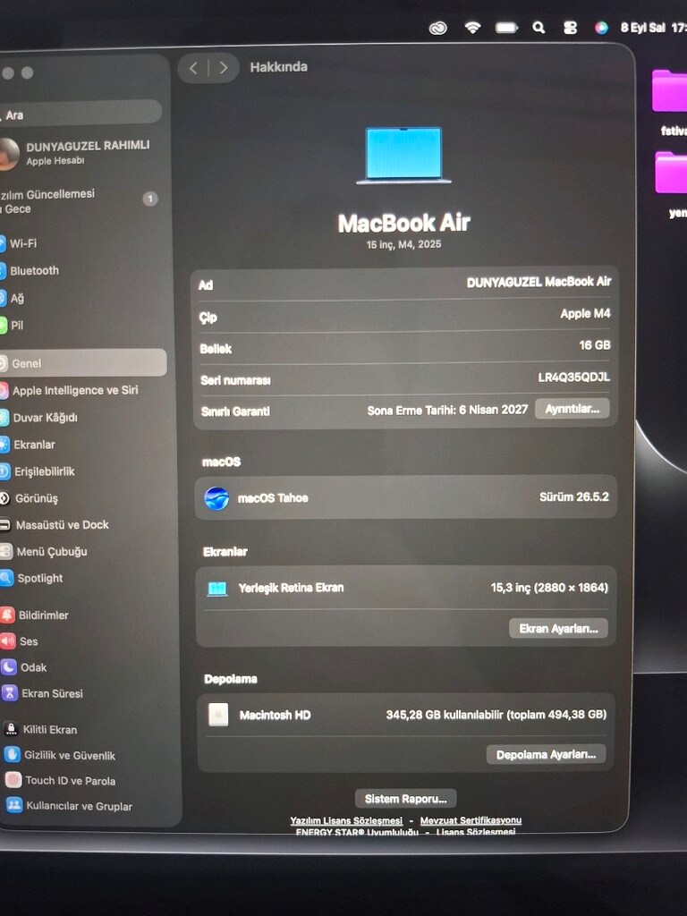 MacBook Air M4 15.3" – 16 GB / 512 GB – Sıfır Ayarında - 5