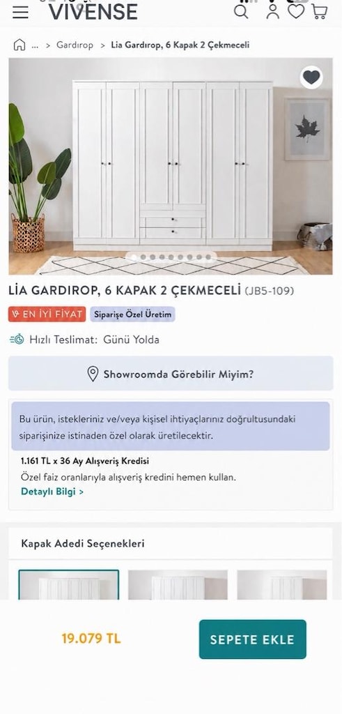 VİVENSE LIA (6 kapaklı) Gardırop - 5