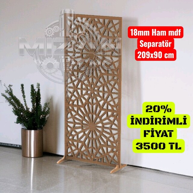 Duvar ahşap seperatör, ham mdf paravan, bölücü panel, lambri