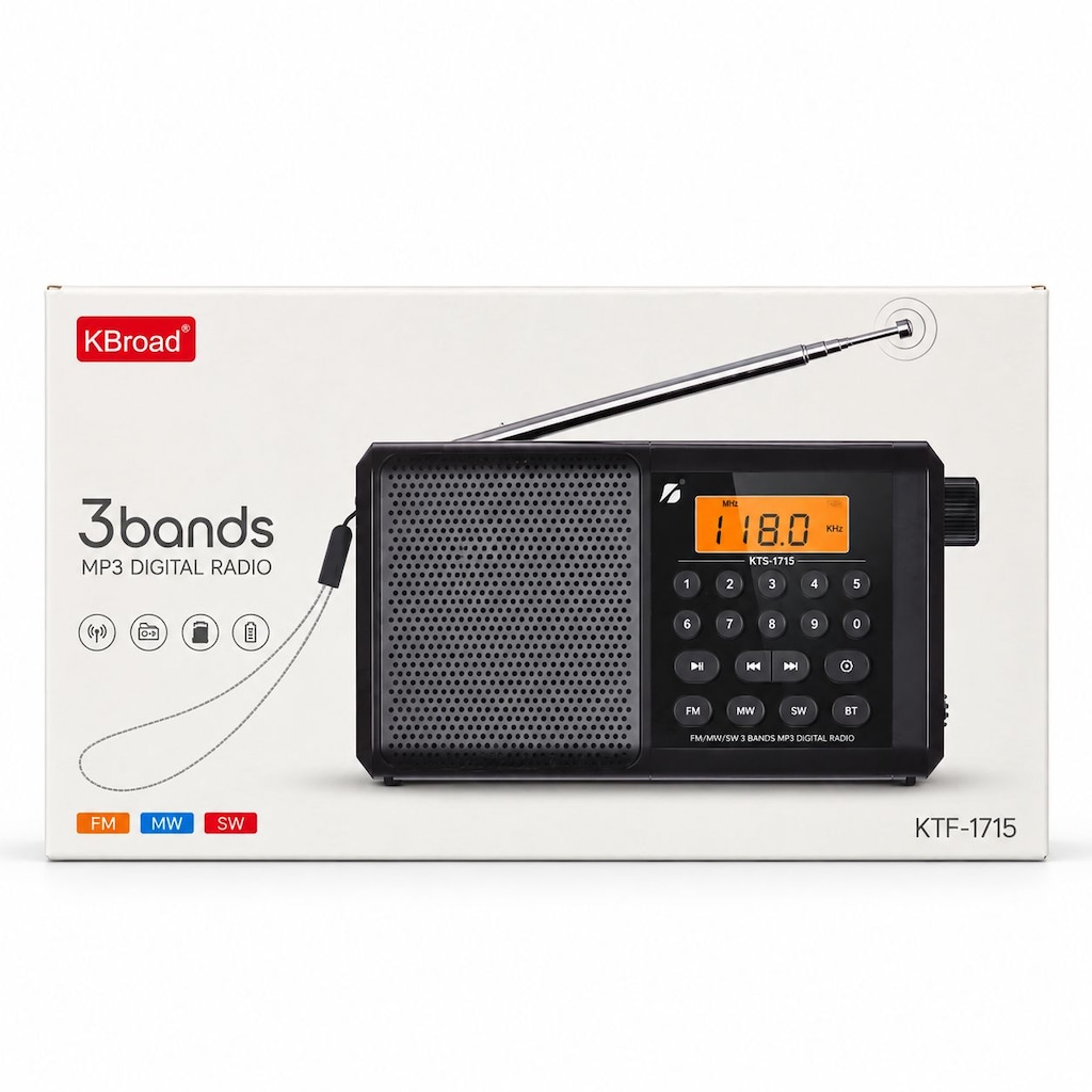 Dijital Ekranlı 3 Bandlı Taşınabilir Radyo Bluetooth Hoparlör - 7