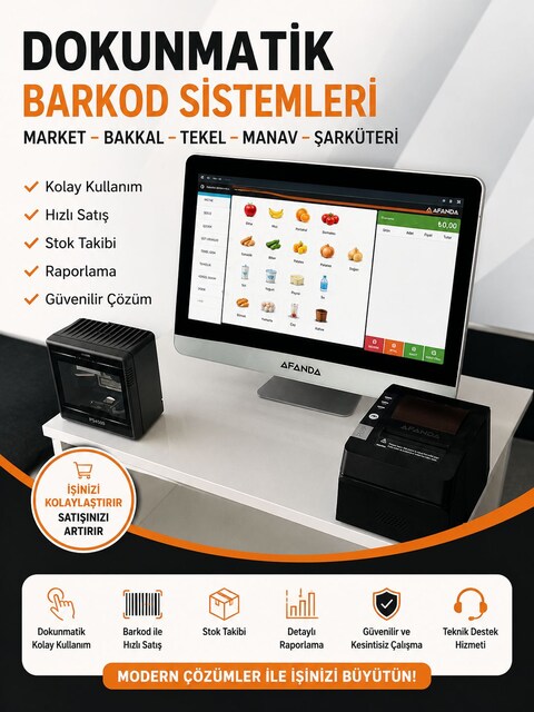 Afanda Dokunmatik Barkod Sistemleri – Market ve Bakkal POS Seti