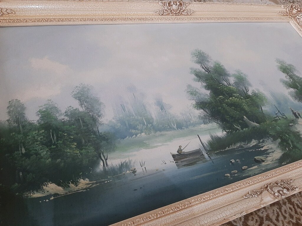 imzalı Antika Resim Yağlı Boya Resim Tablo 110cm/60cm - 9