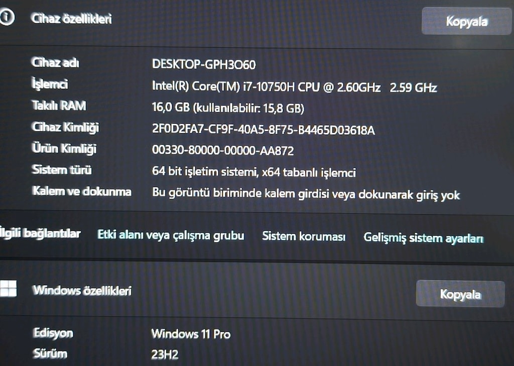 Msı / 6 Gb Rtx2060 / 16 Ram / 500 Ssd / 120 Hz / İ7 İşlemci/ Gaming - 11
