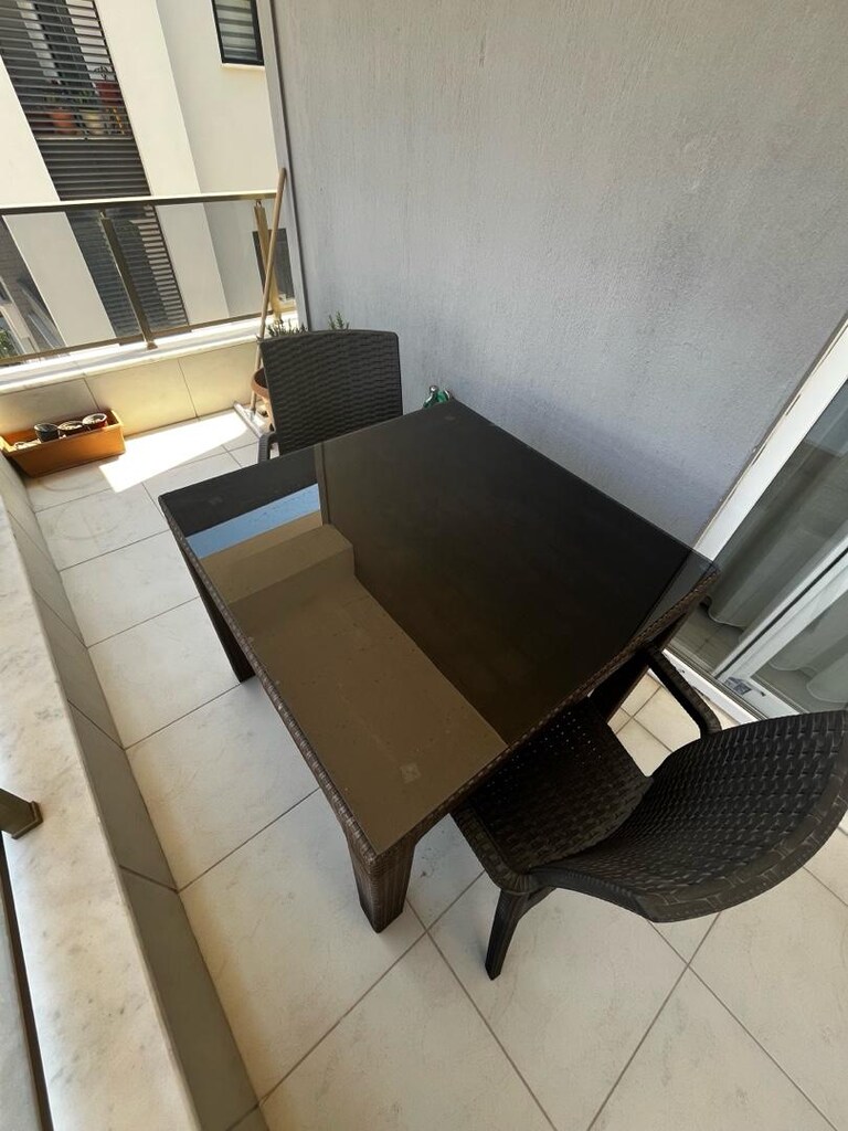 Rattan Camlı Masa 90*90 ve 4 Adet Sandalyesi - 2