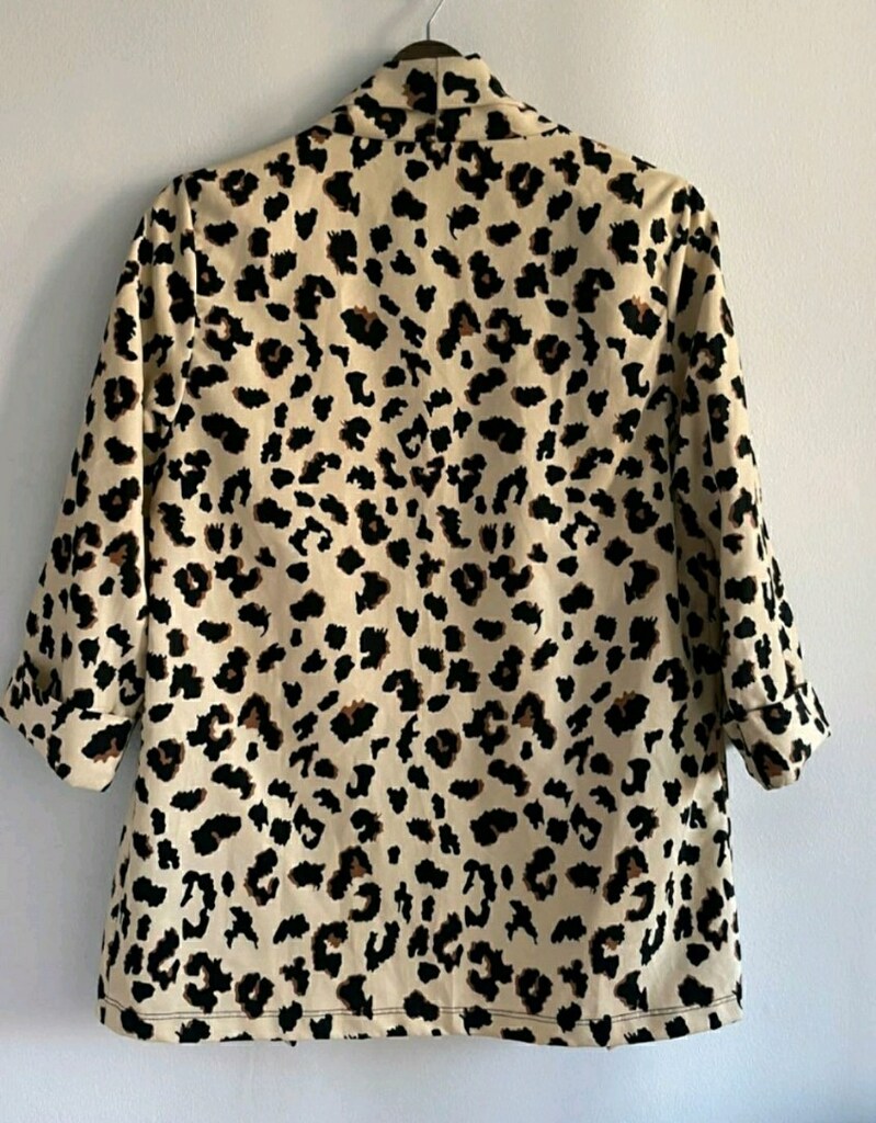 Leopar desenli ince kumaş bayan ceket - 7