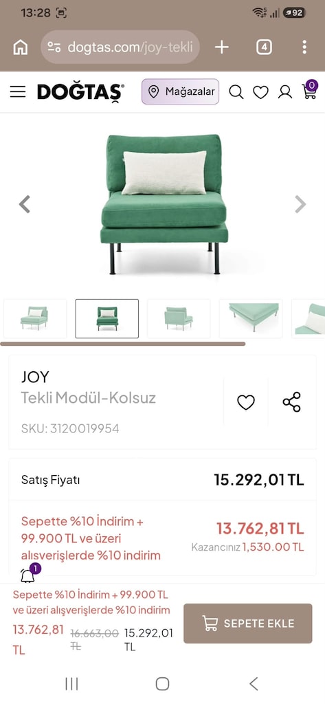 Doğtaş JOY Modüler Köşe Takımı — 3 Parça Birlikte 27.500 TL - 2