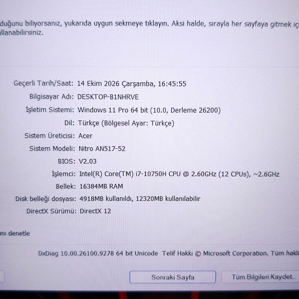 ACER GAMİNG / RTX3050 / 144 HZ / 16 RAM / 500 SSD / 17.3" BÜYÜK EKRAN - 11