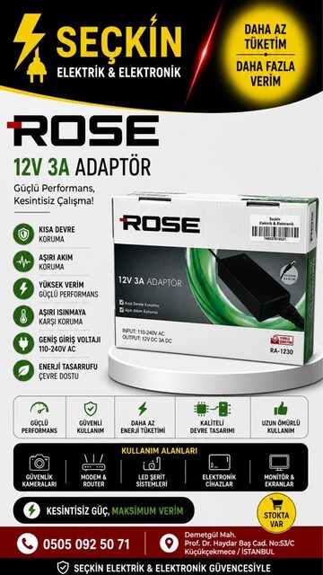 Rose 12v 3a Masa tipi Adaptör