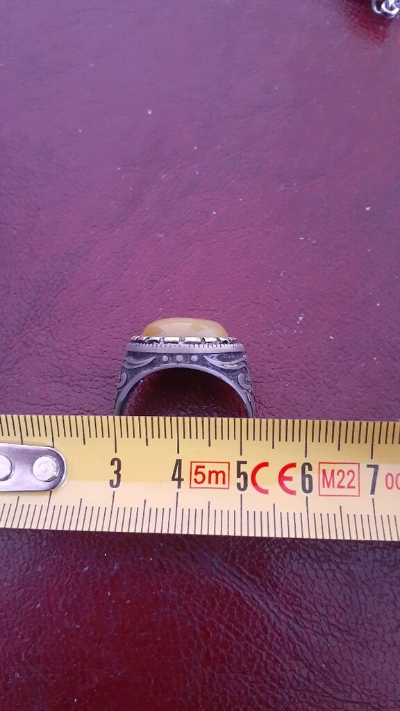kehribar taşlı,gümüş,9.25 erkek yüzüğü 21mm pazarlıksız - 7