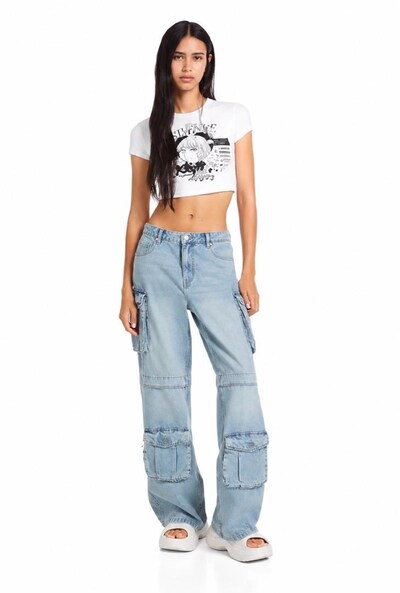 Bershka Açık Mavi Cargo Jean