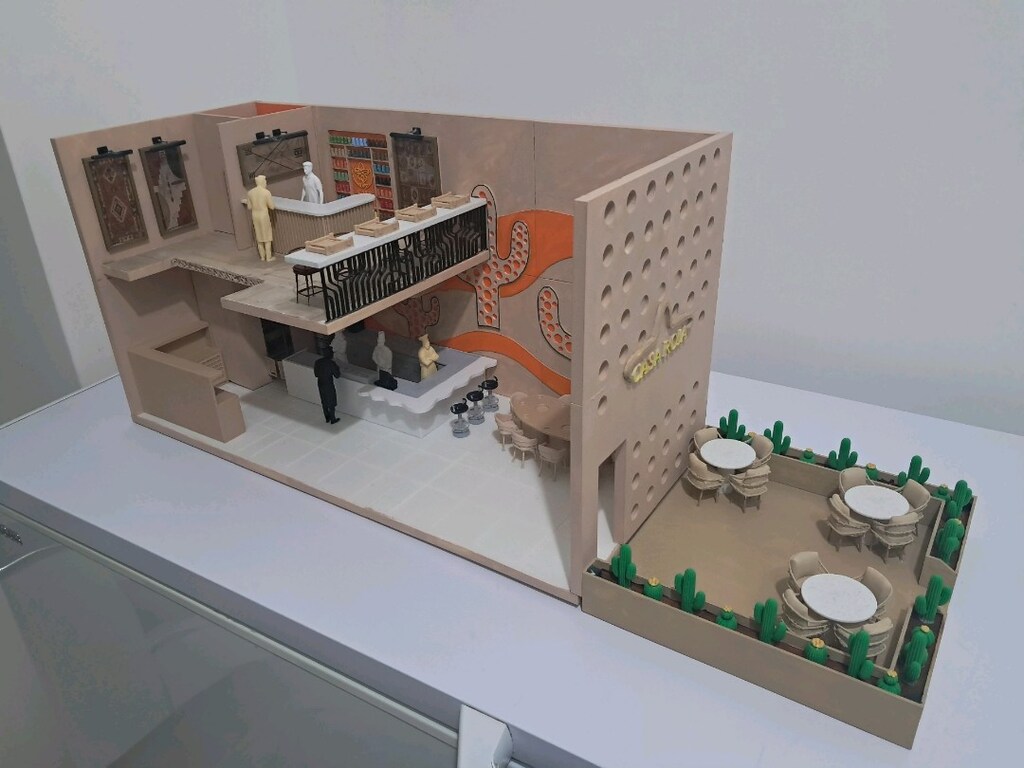 Meksika Konseptli Kafe Mimari Maketi (1/20) Profesyonel El Yapımı - 14