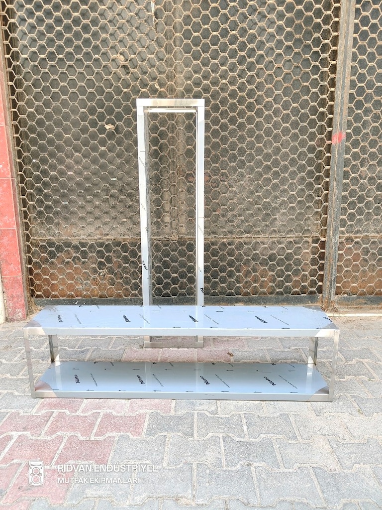 iki katlı duvar rafı krom duvar raf endüstriyel hazır mutfak krom raf - 19
