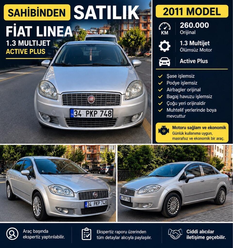 SAHİBİNDEN BAKIMLI TEMİZ FİAT LİNEA 1.3 MULTİJET ACTİVE PLUS 2011 - 20