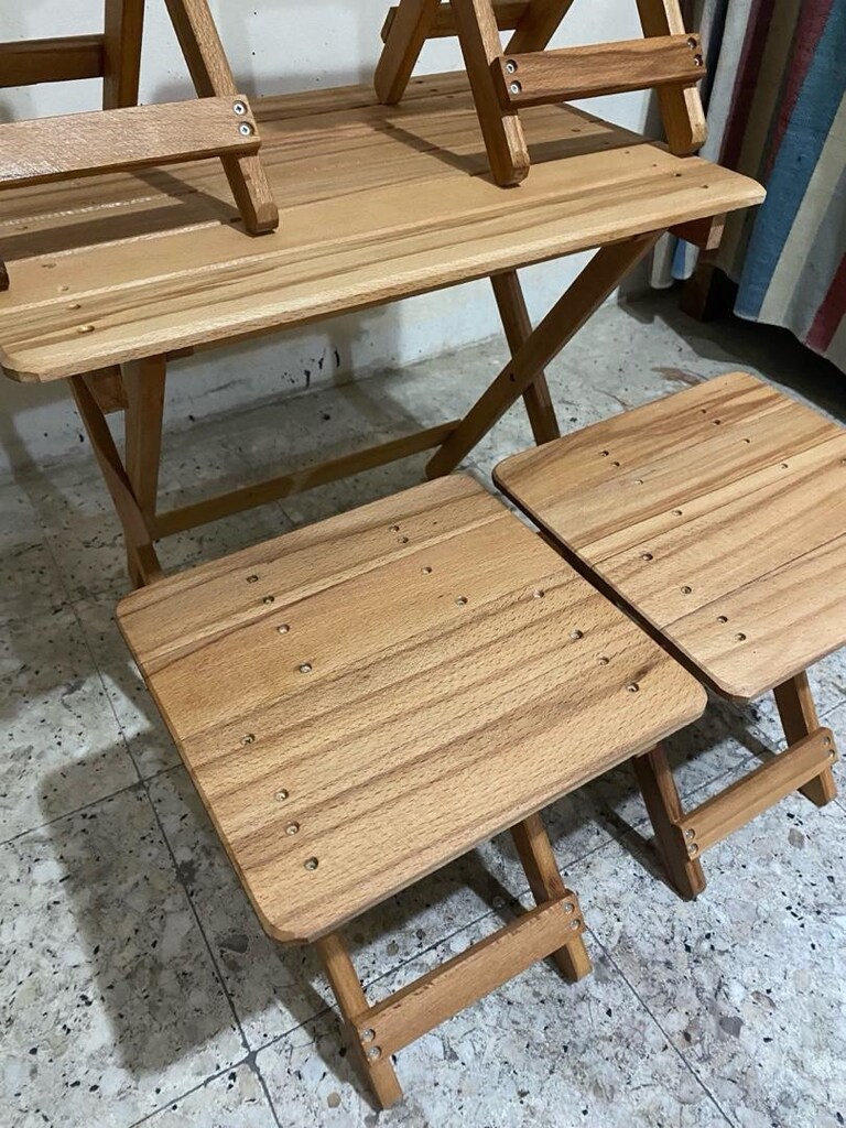 Ahşap Katlanır Masa Tabure - 2