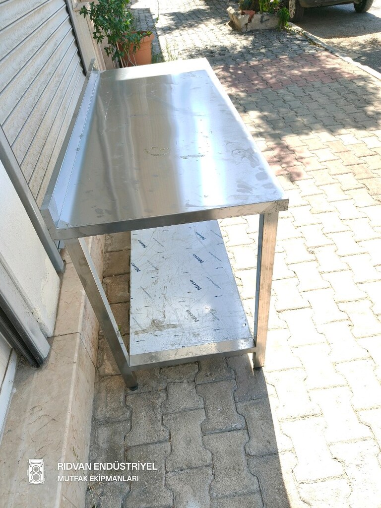 krom çalışma tezgahı hazır mutfak taban raflı krom tezgah - 12