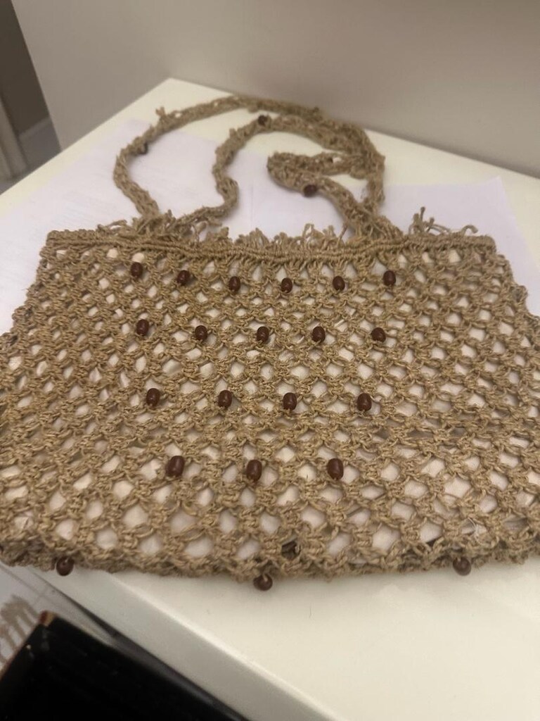Çanta makrome 35 cm 25 cm içi astarlı fermuarlı el yapımı - 4