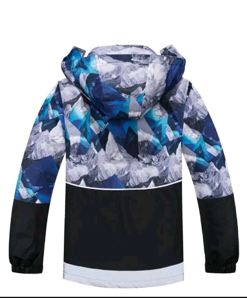 Geometrik Desenli Kapüşonlu Spor içi polar Erkek çocuk mont - 2