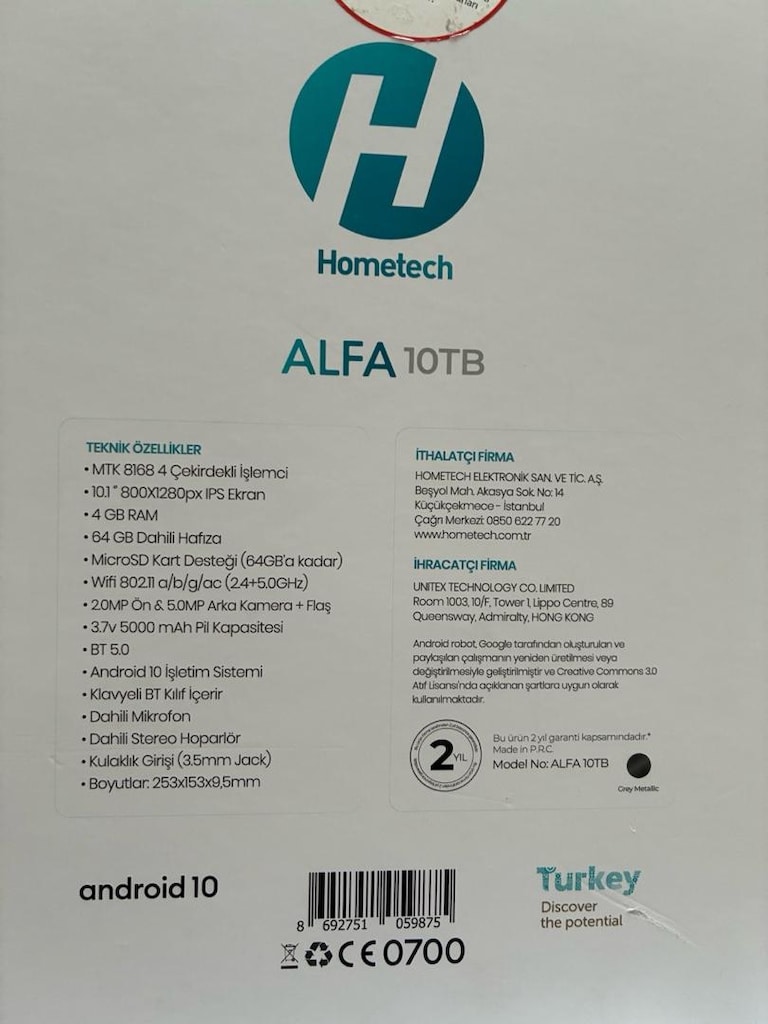 Hometech Alfa 10TB 10.1” 4GB RAM 64GB Tablet Temiz - 6