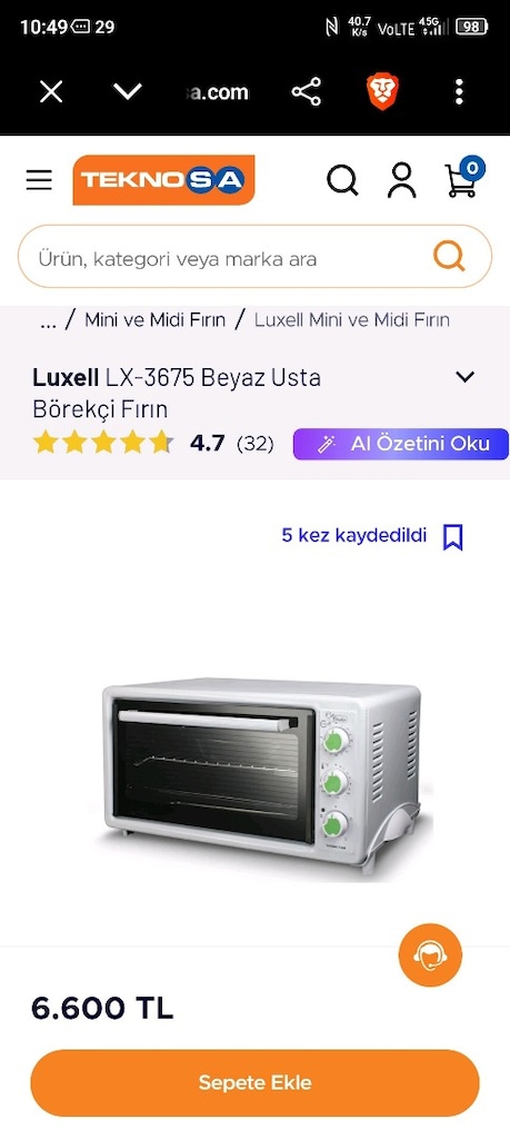 Luxell LX-3675 Usta Börekçi Fırın 40 Lt Turbo | Temiz ve Çalışır - 2