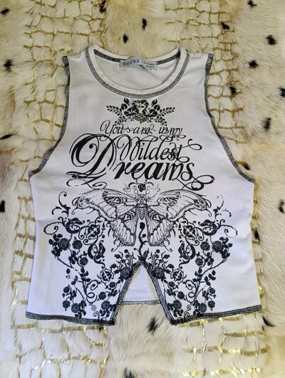 BASKI VE DANTEL DETAYLI CROP "BERSHKA"