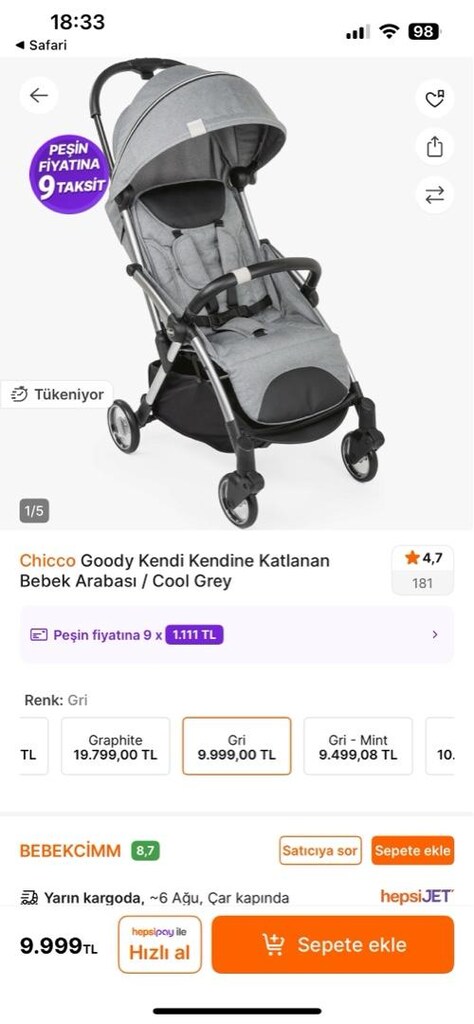 CHİCCO GOODY PLUS TEK ELLE AÇILAN BEBEK ARABASI - 4