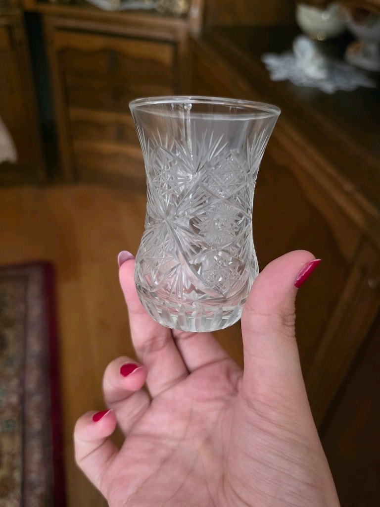 Antika Kesme Kristal Çay Bardağı - 3