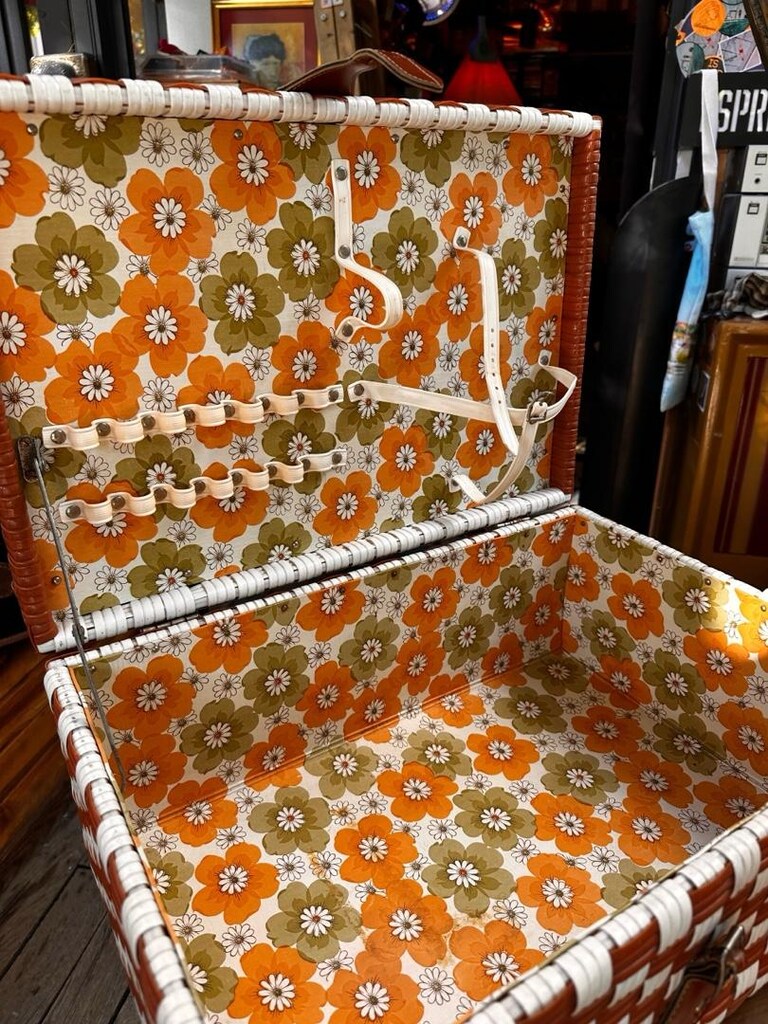 Retro Vintage Örgü Piknik Çantası / Ahşap Sandık - 5